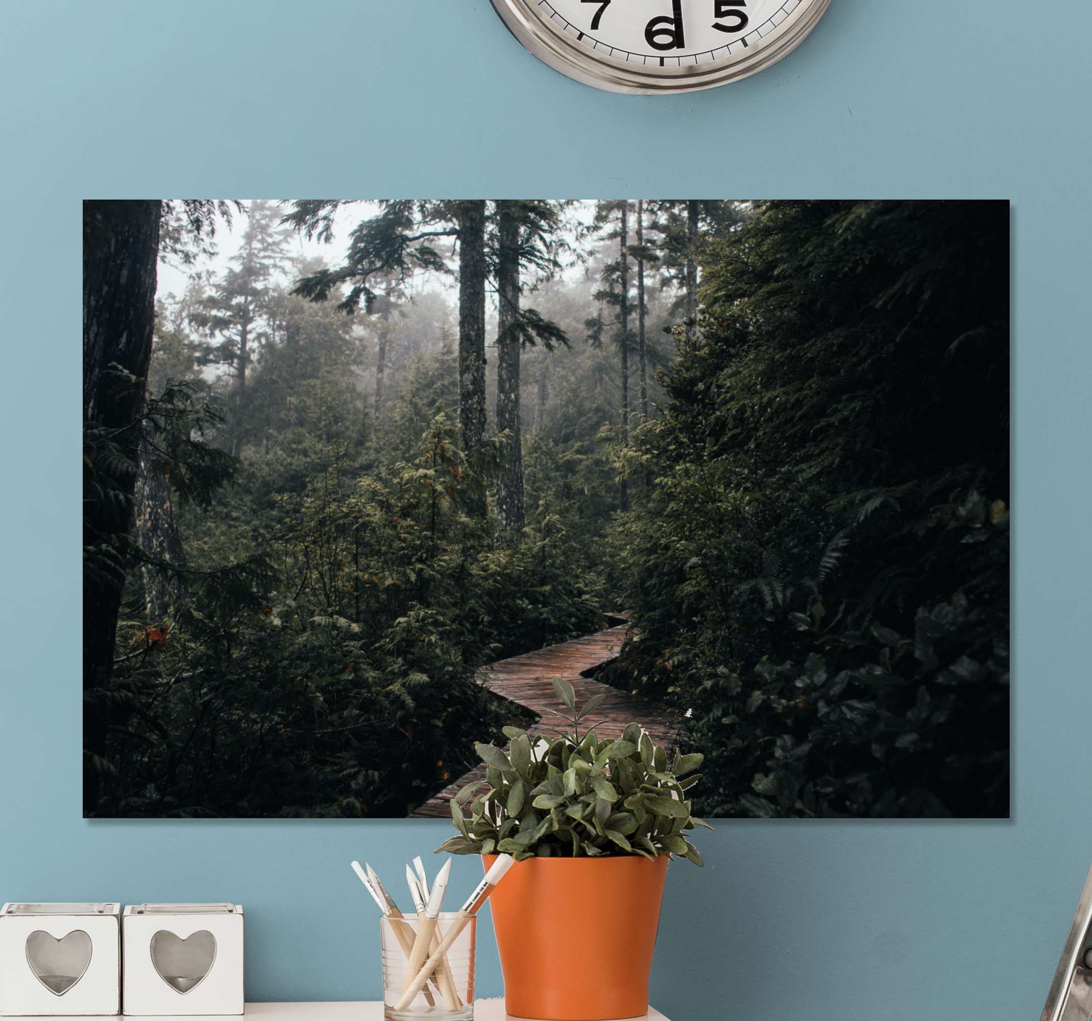 Wooden path in nature landscape wall art TenStickers