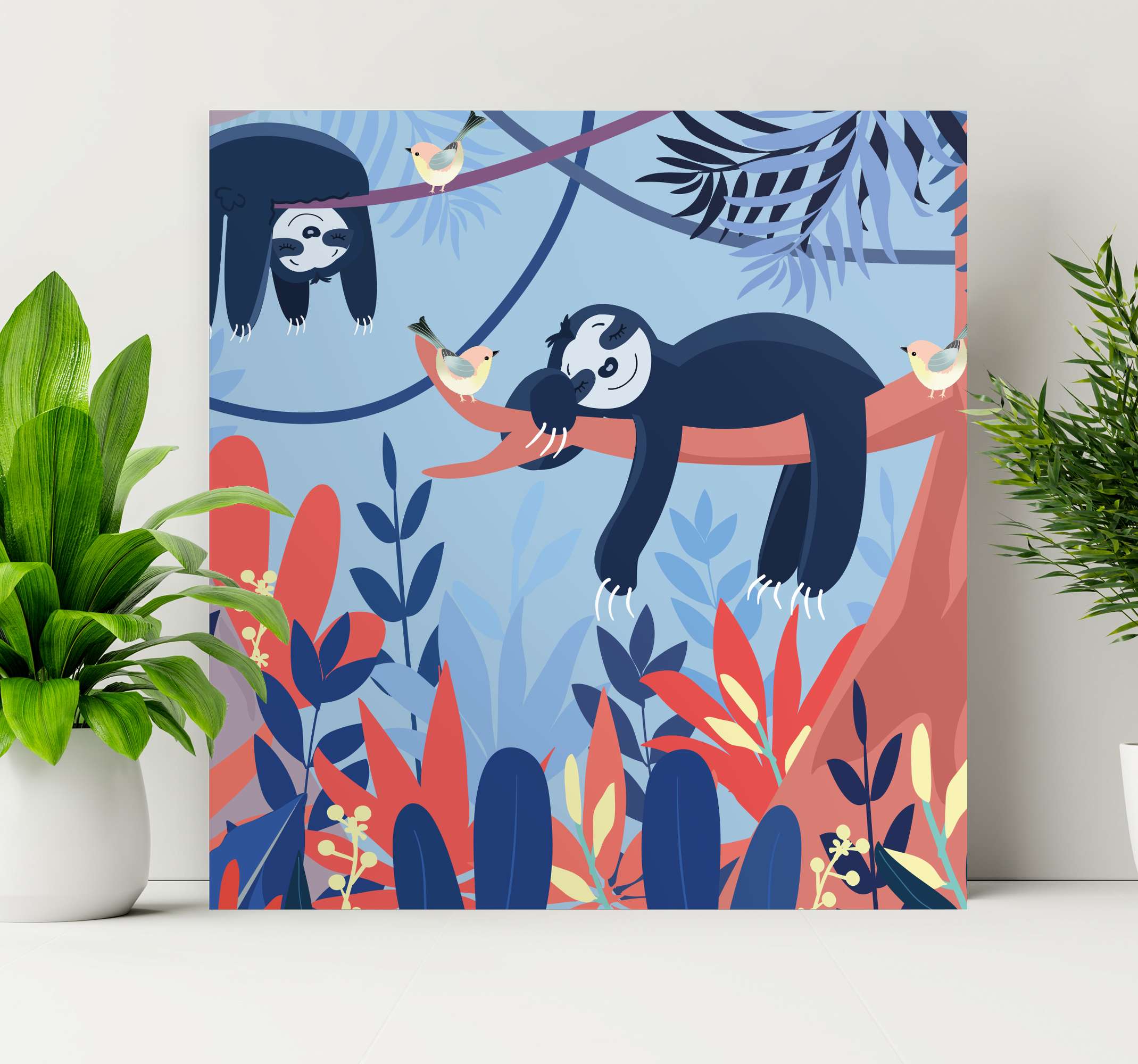 Quadro para quarto bebê Bebê fofo desenho de elefante azul - TenStickers