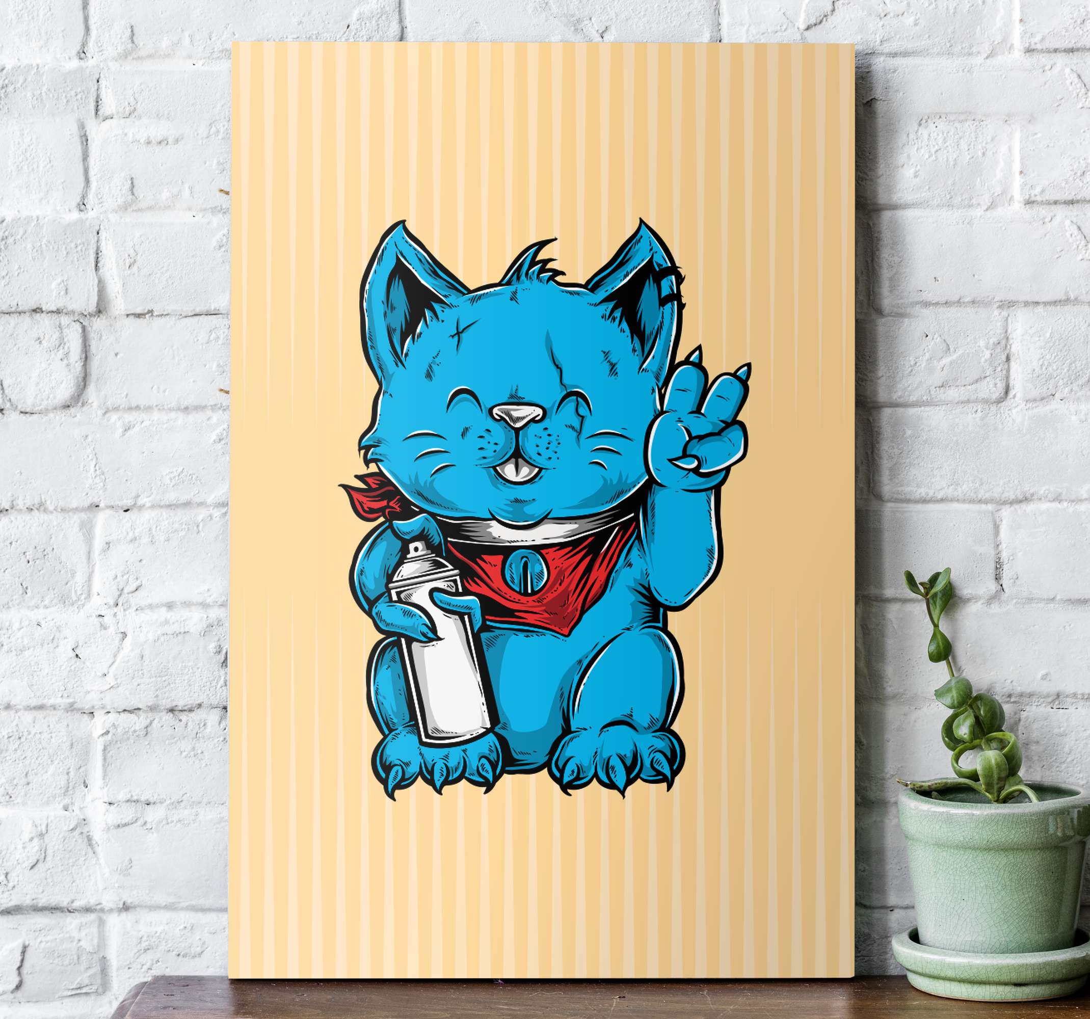 Quadro Decorativo infantil Gato de desenho animado com nome perso -  TenStickers