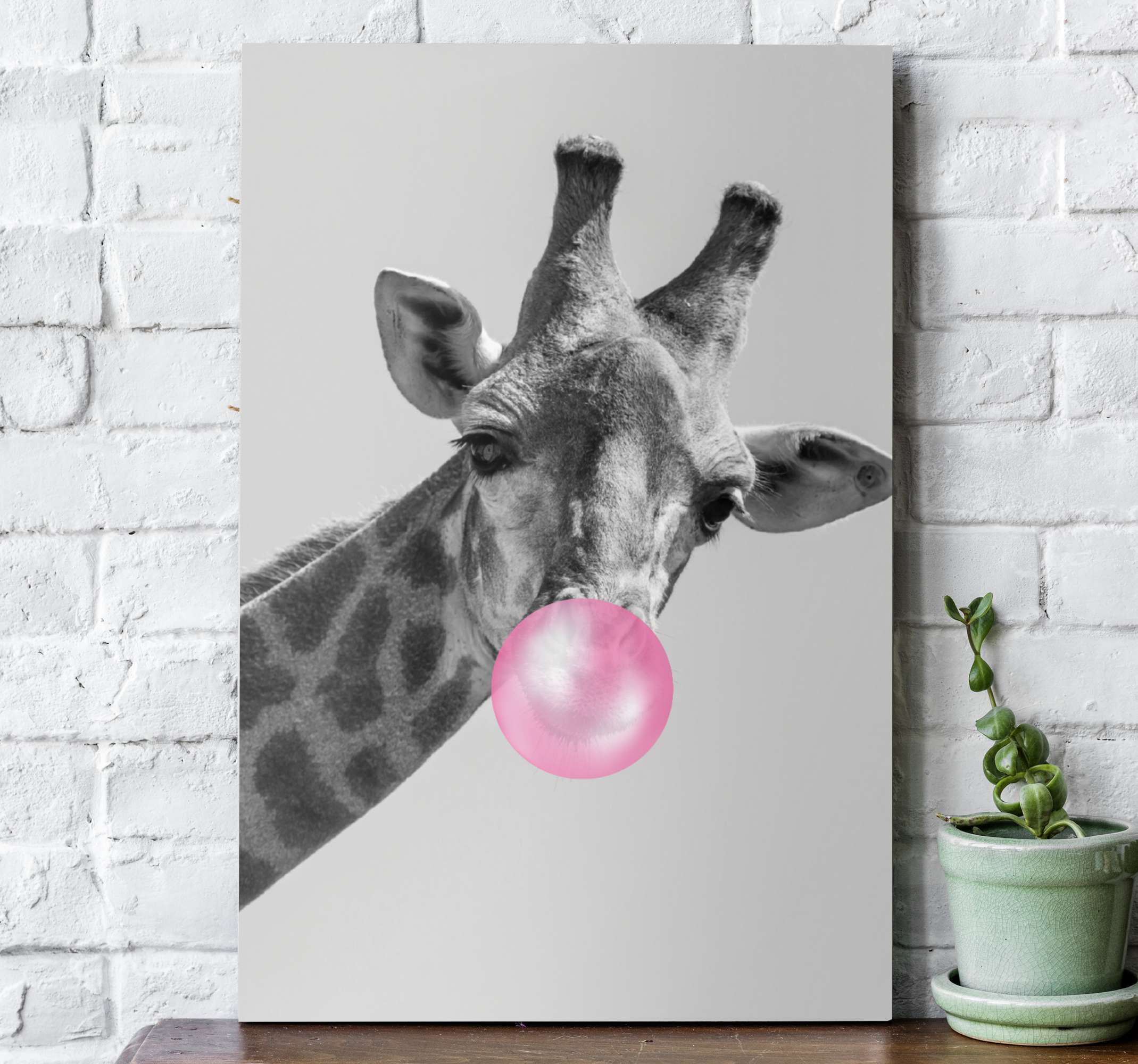 Smile art design cute giraffe modern art prints on canvas TenStickers