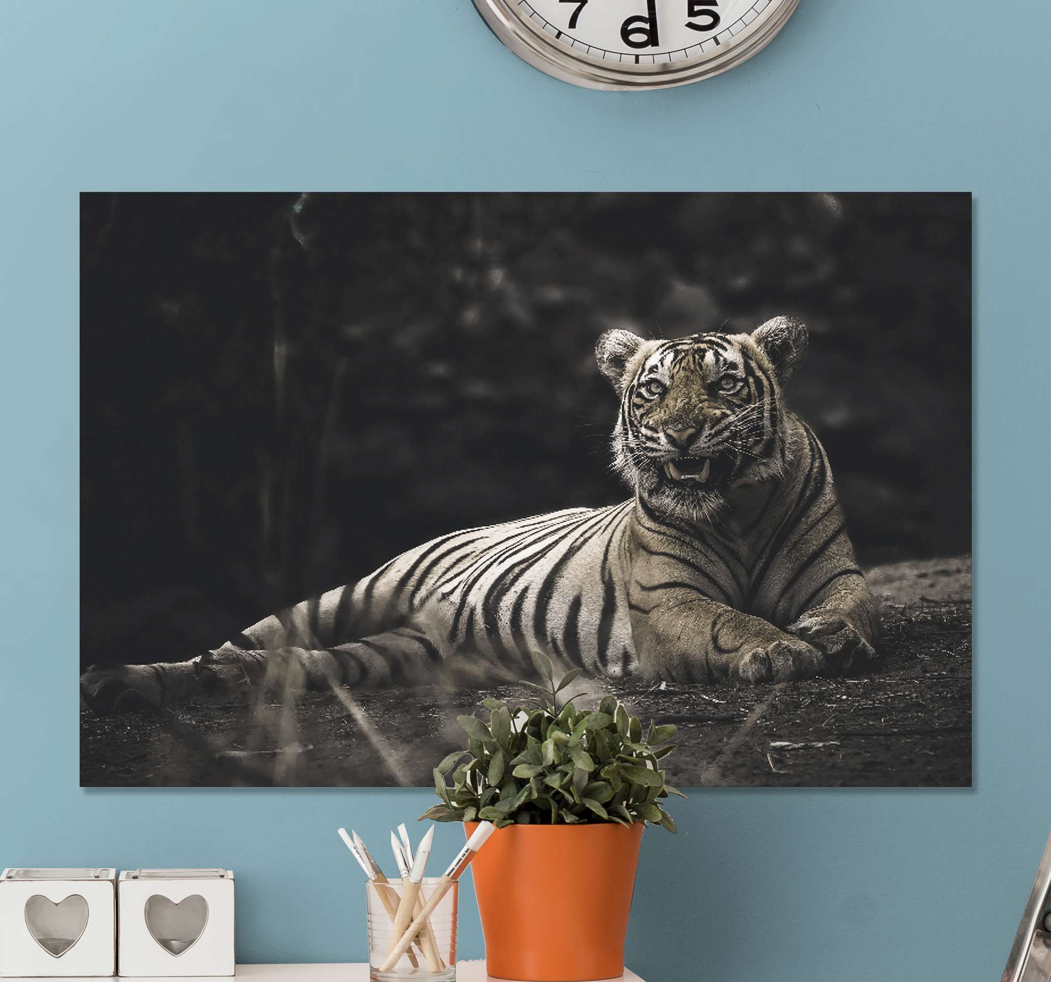 Mural animal Tigre 3d en la pared - TenVinilo