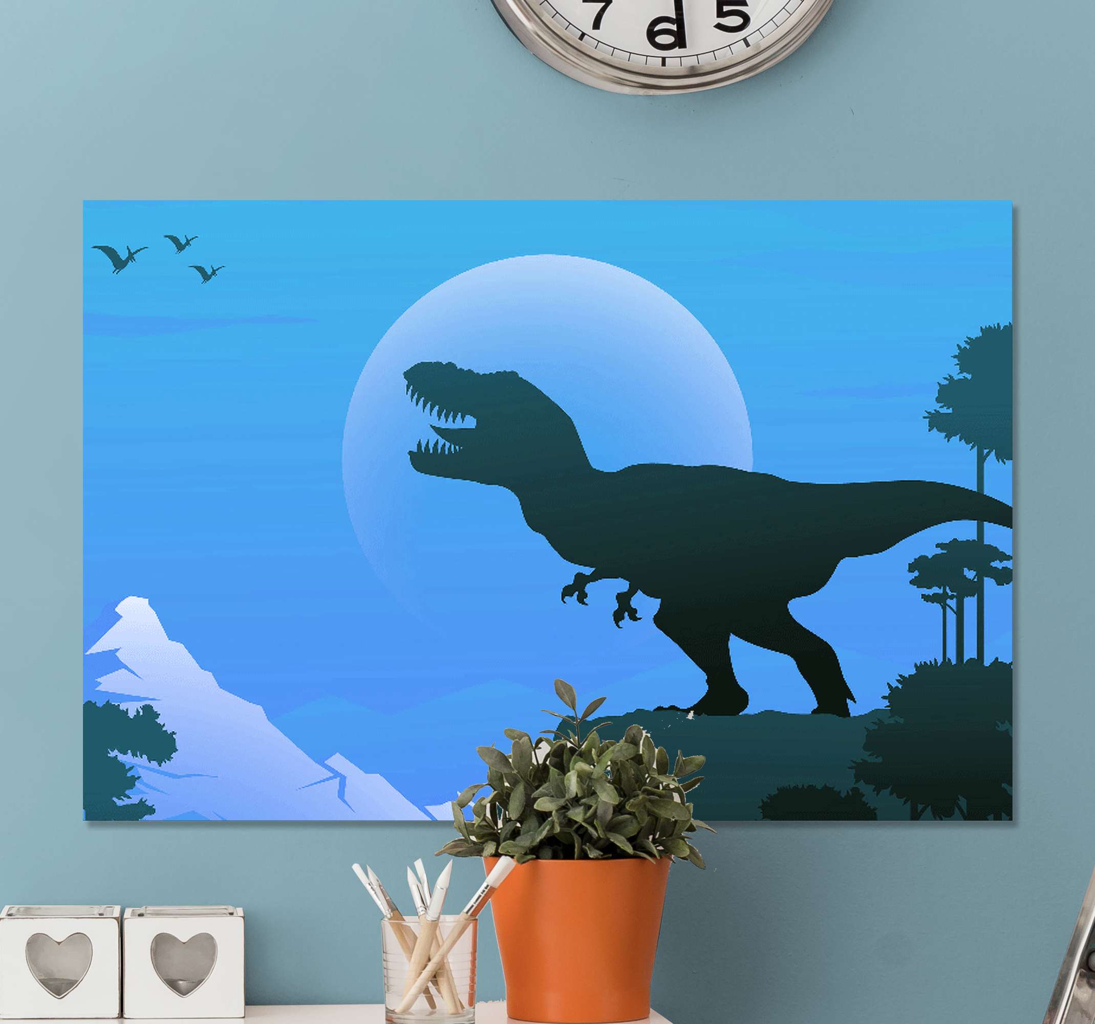 Quadro Decorativo dinossauro Desenho animado infantil dinossauros