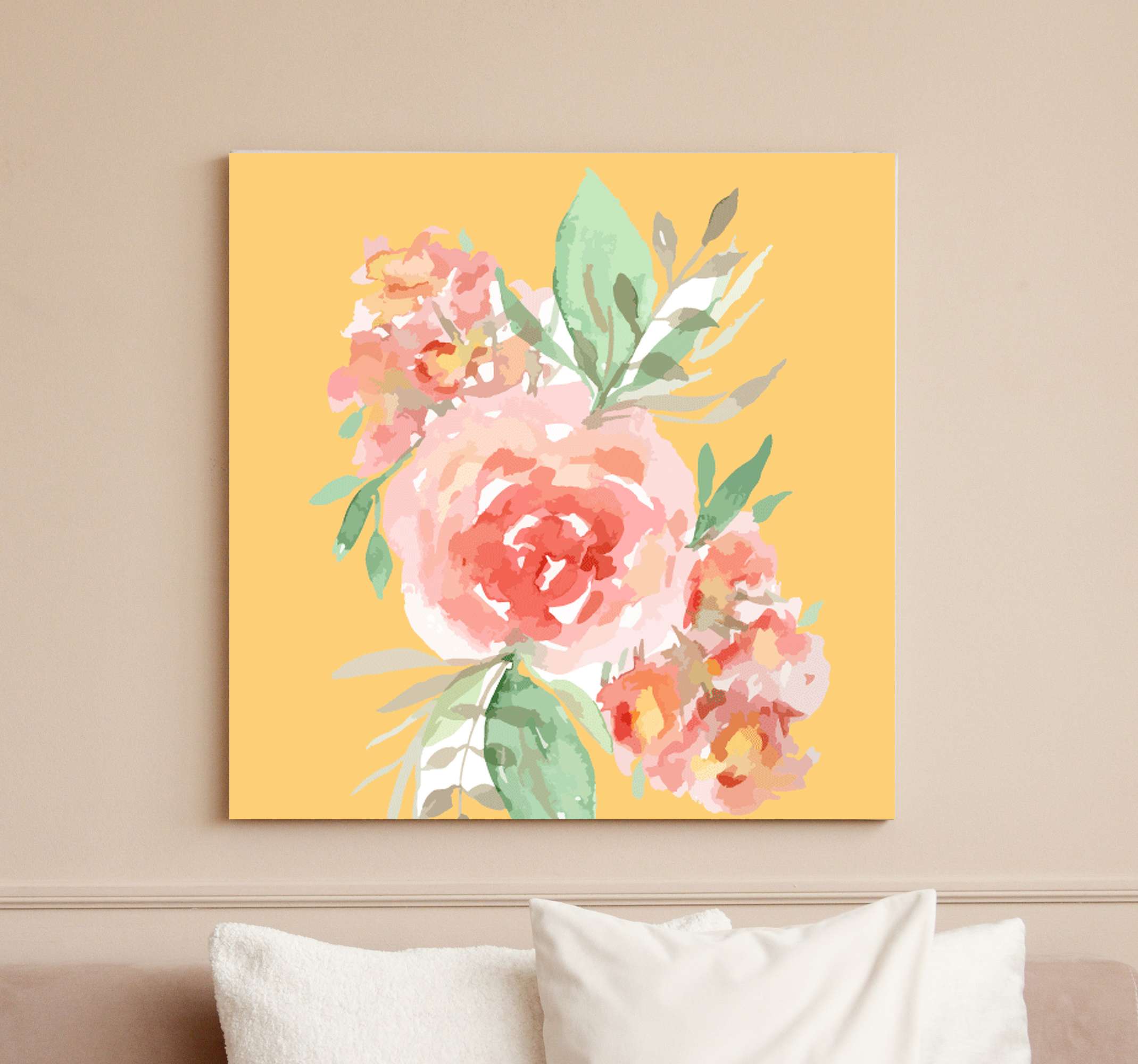Original watercolor painting Pink rose wall decor Floral painting ...
