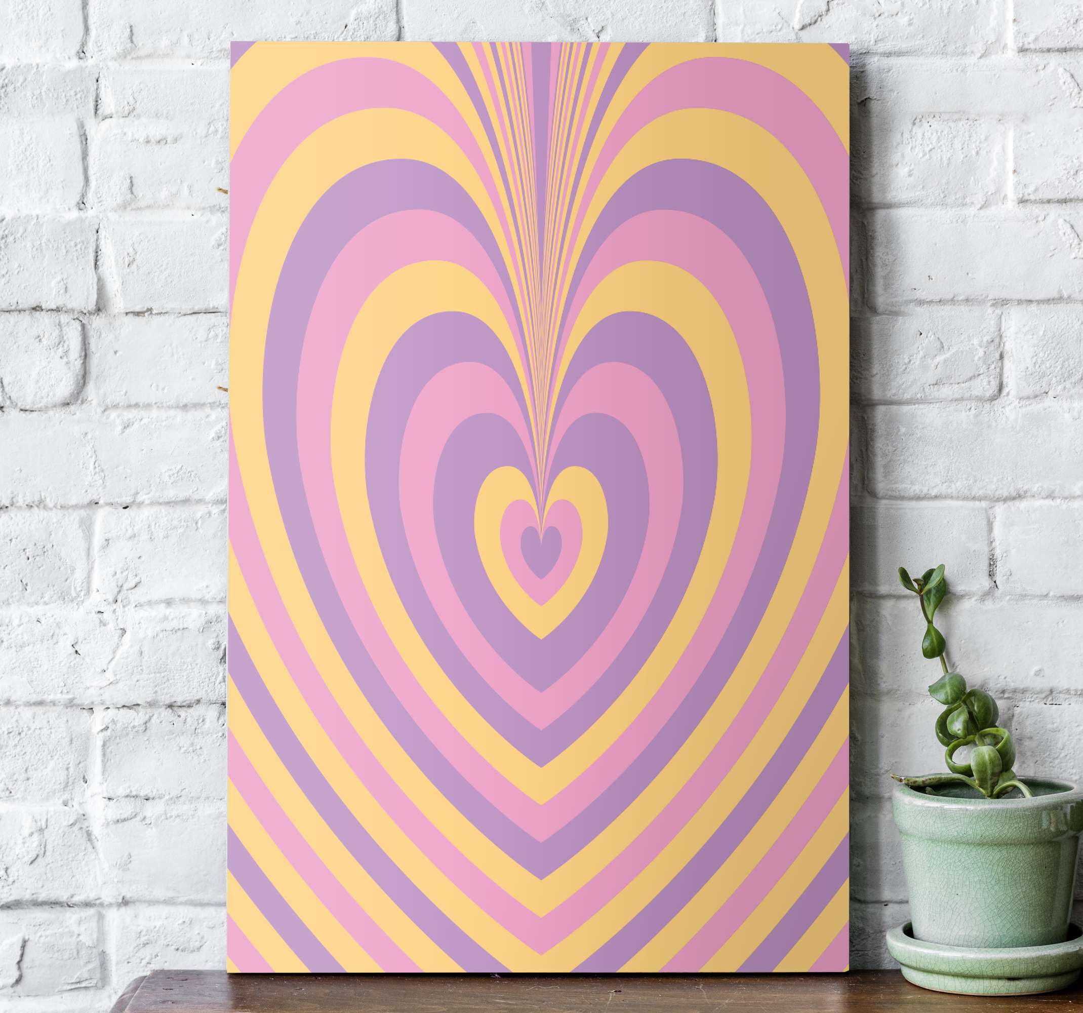 Psychedelic groovy heart canvas art