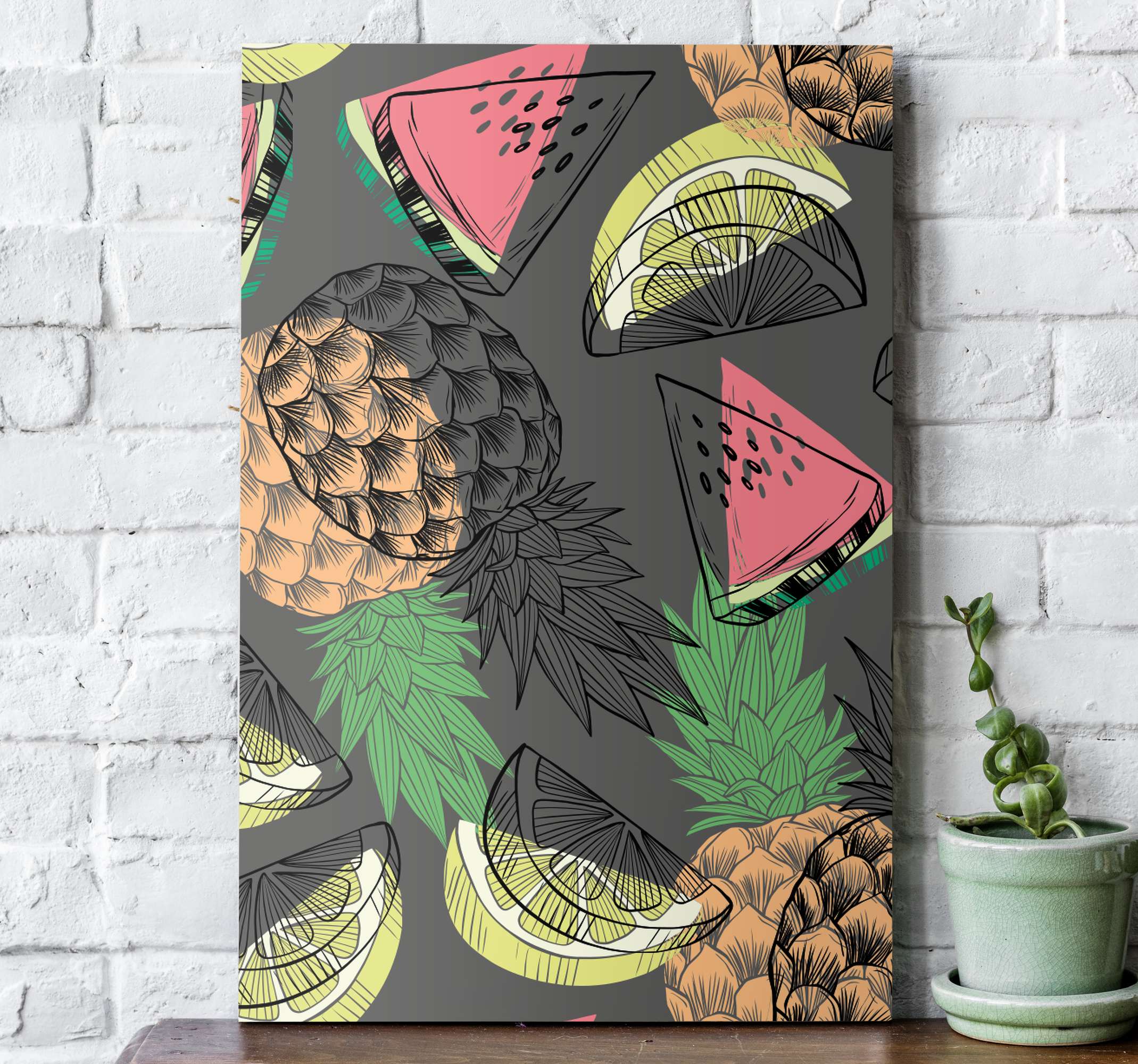 夏季水果五颜六色的图案现代艺术版画在画布上 Tenstickers