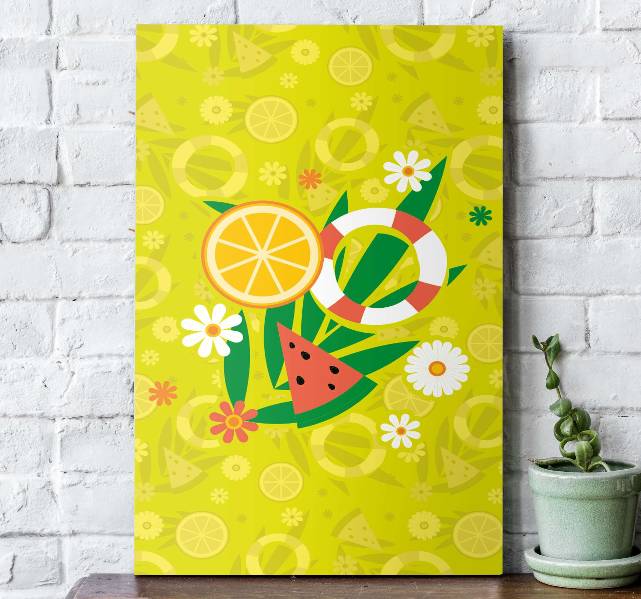 平夏季物品图案现代艺术版画在画布上 Tenstickers