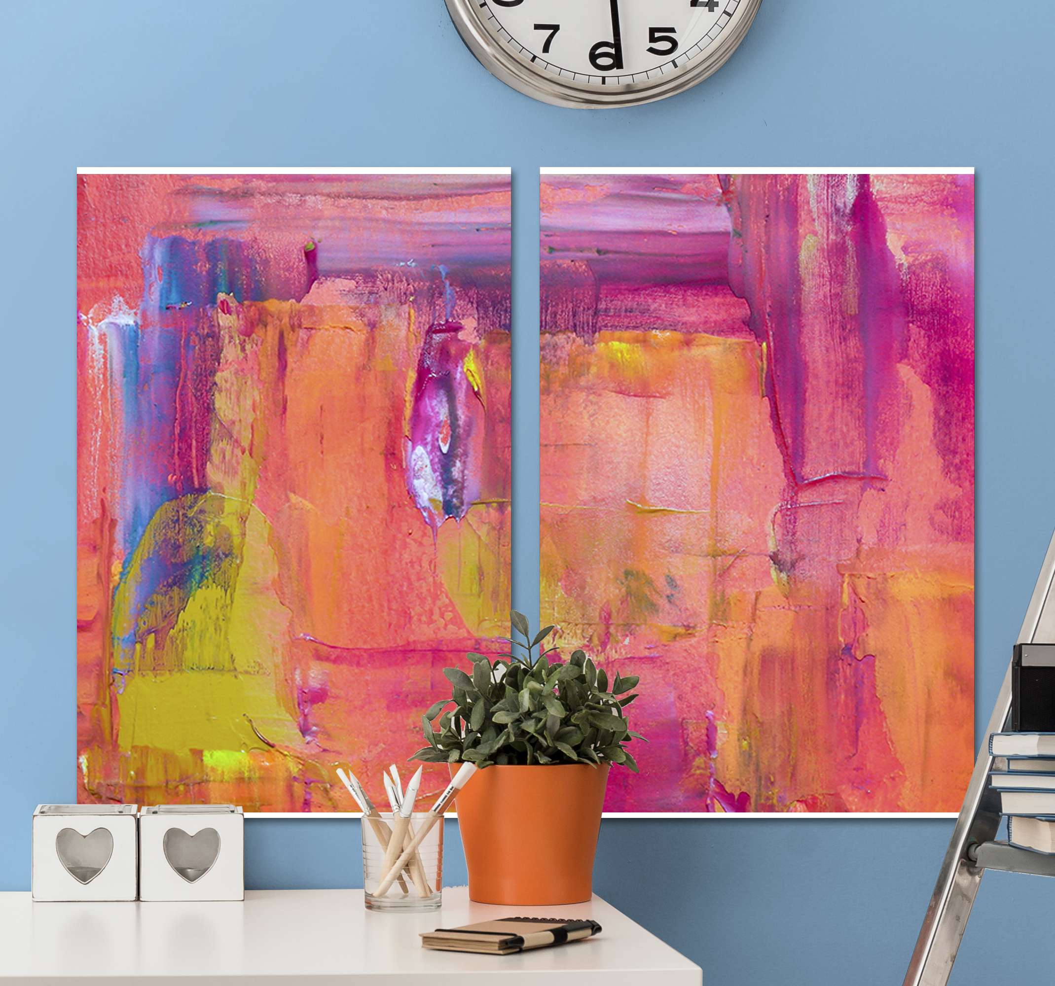 Canvas schilderij kunst Roze abstract schilderij - TenStickers