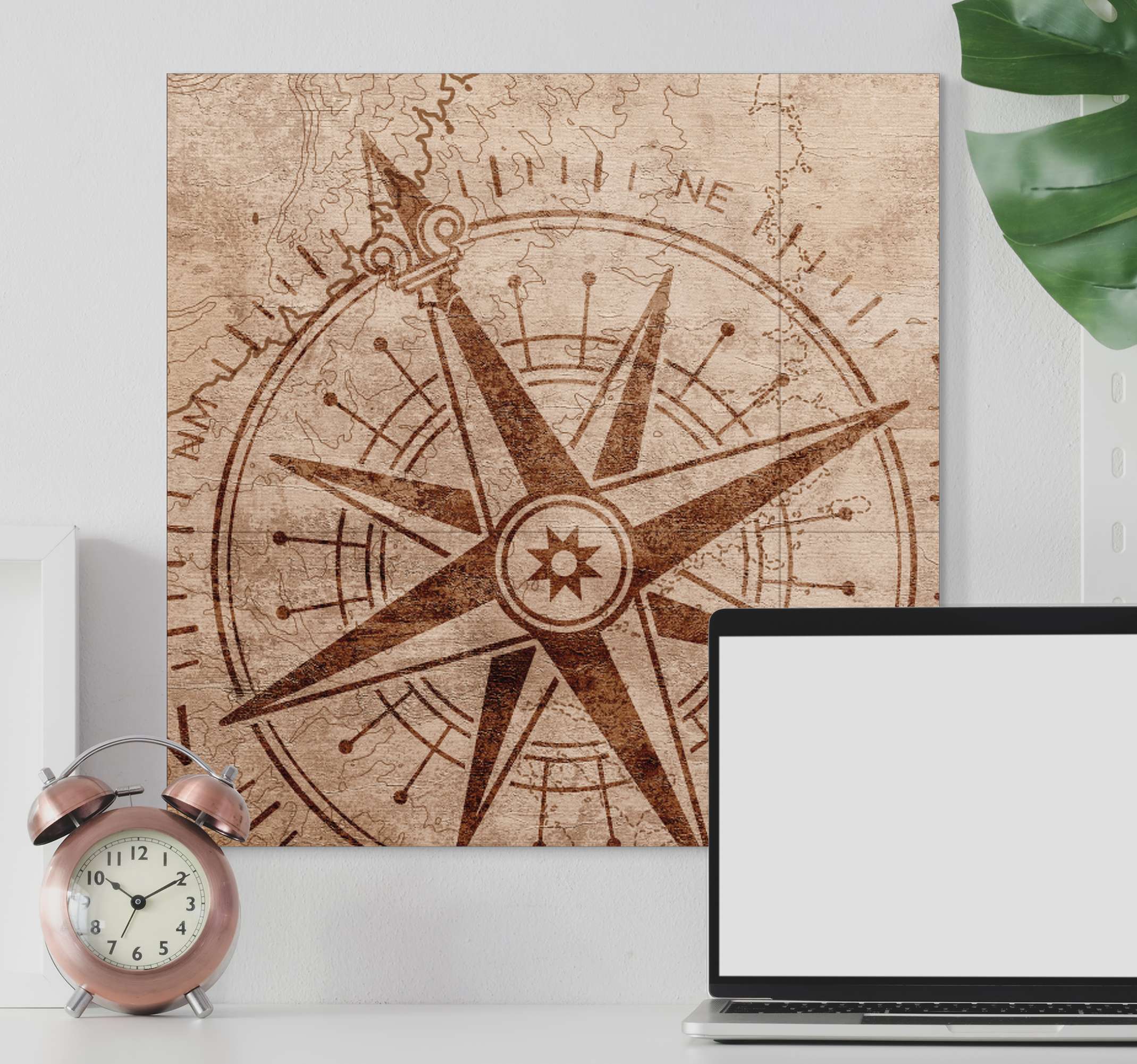 Wandtattoo Himmelsrichtungen Kompass Vintagestil Wandbilder Vintage Brauner vintage-kompass - TenStickers