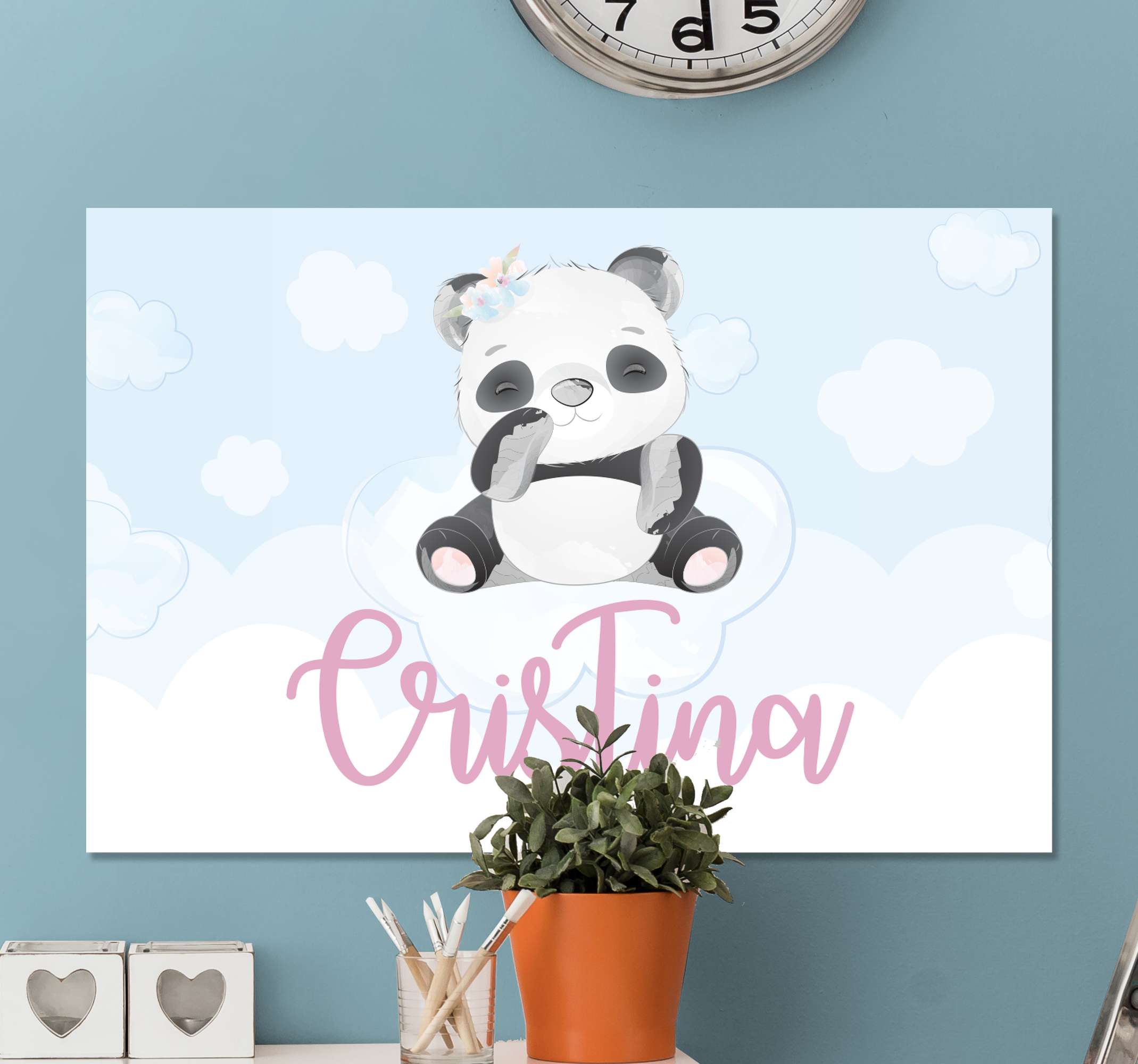 Quadro Decorativo Infantil Panda Fofo Desenho Animais em Promoção