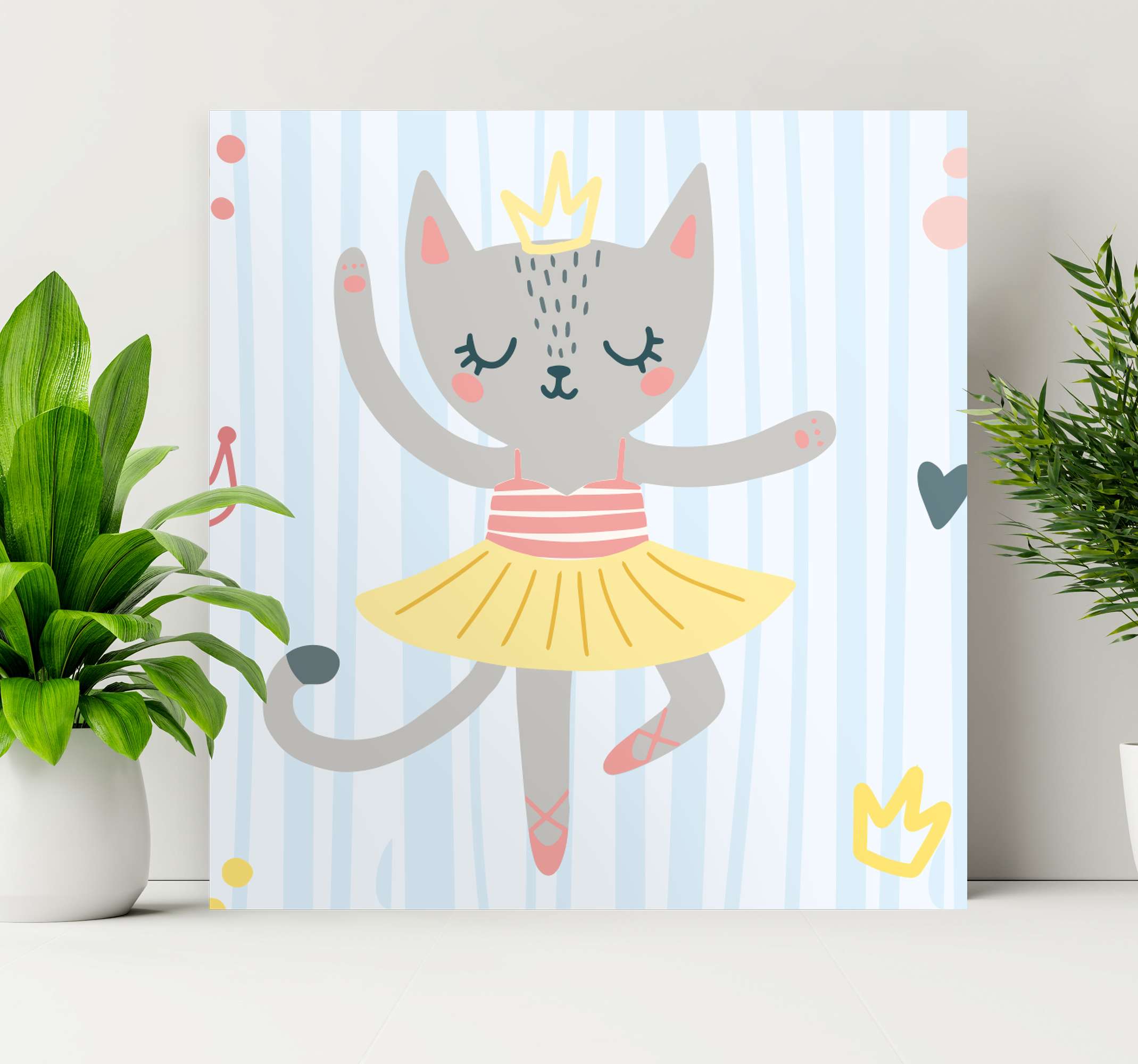 Quadro Decorativo infantil Gato de desenho animado com nome perso