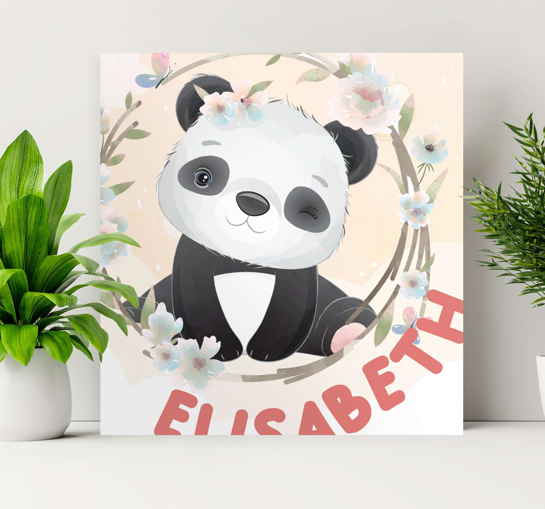 Quadro Infantil Bebê Kit Urso Panda Desenho Com 3 - 20x20 - Preto