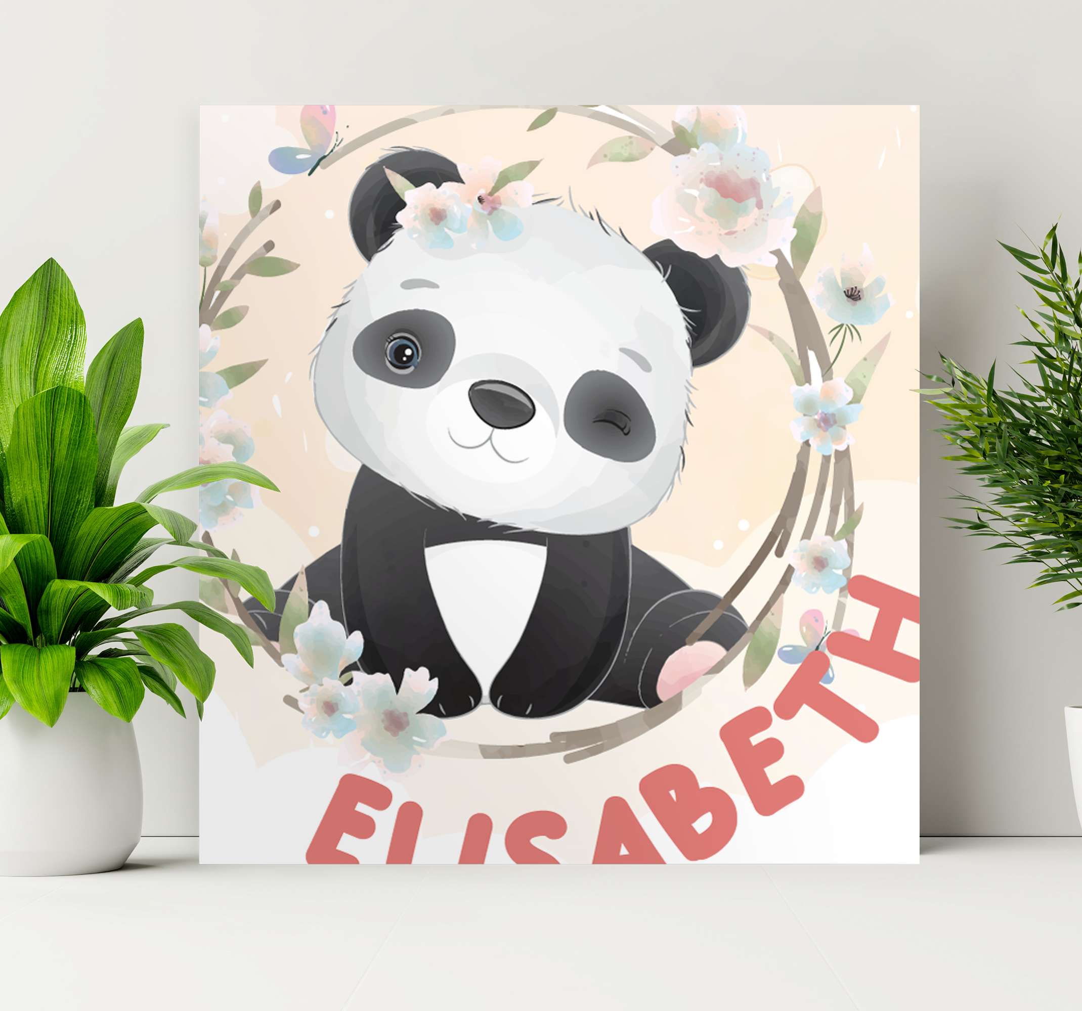 estilo anime fofo panda poster - azul