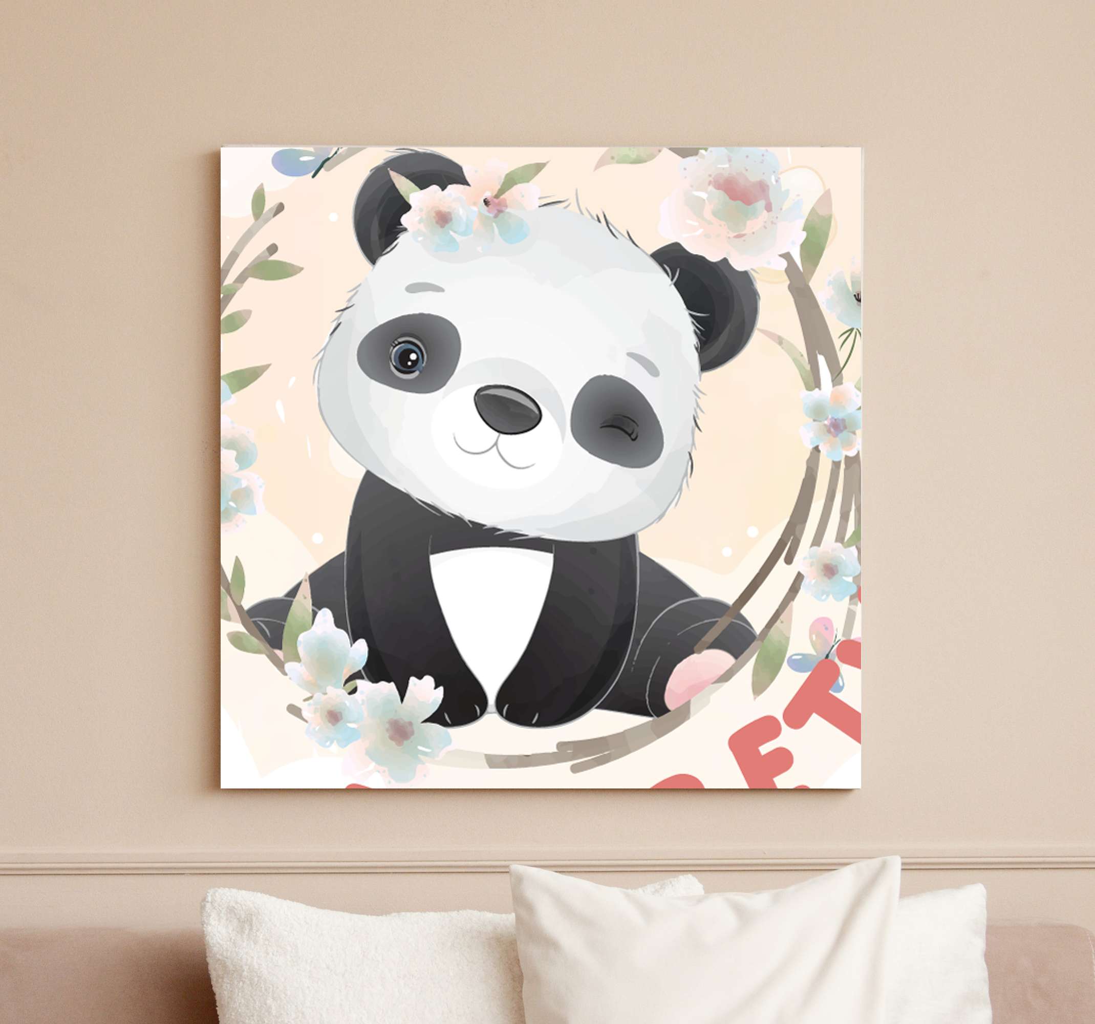 Tableau Chambre Bebe Animaux Mignons Panda Avec Nom Tenstickers