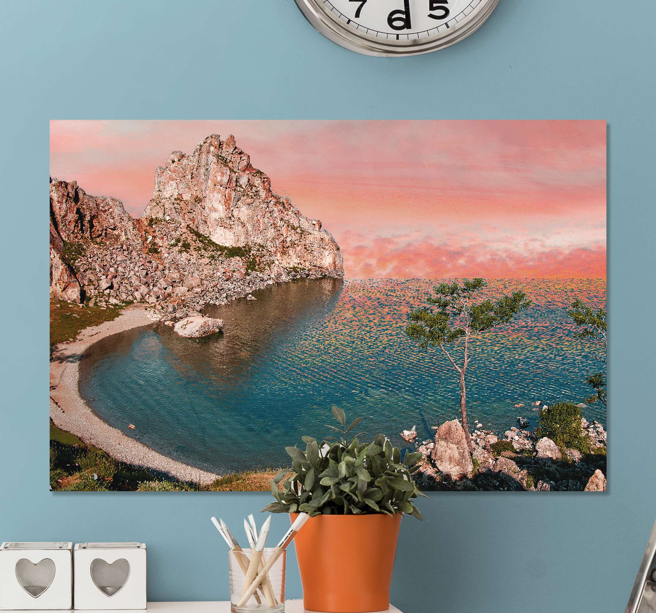 Alluring Composition Classic Design Rock and Beach Painting Wall for Bedroom Living Room - Wall26 