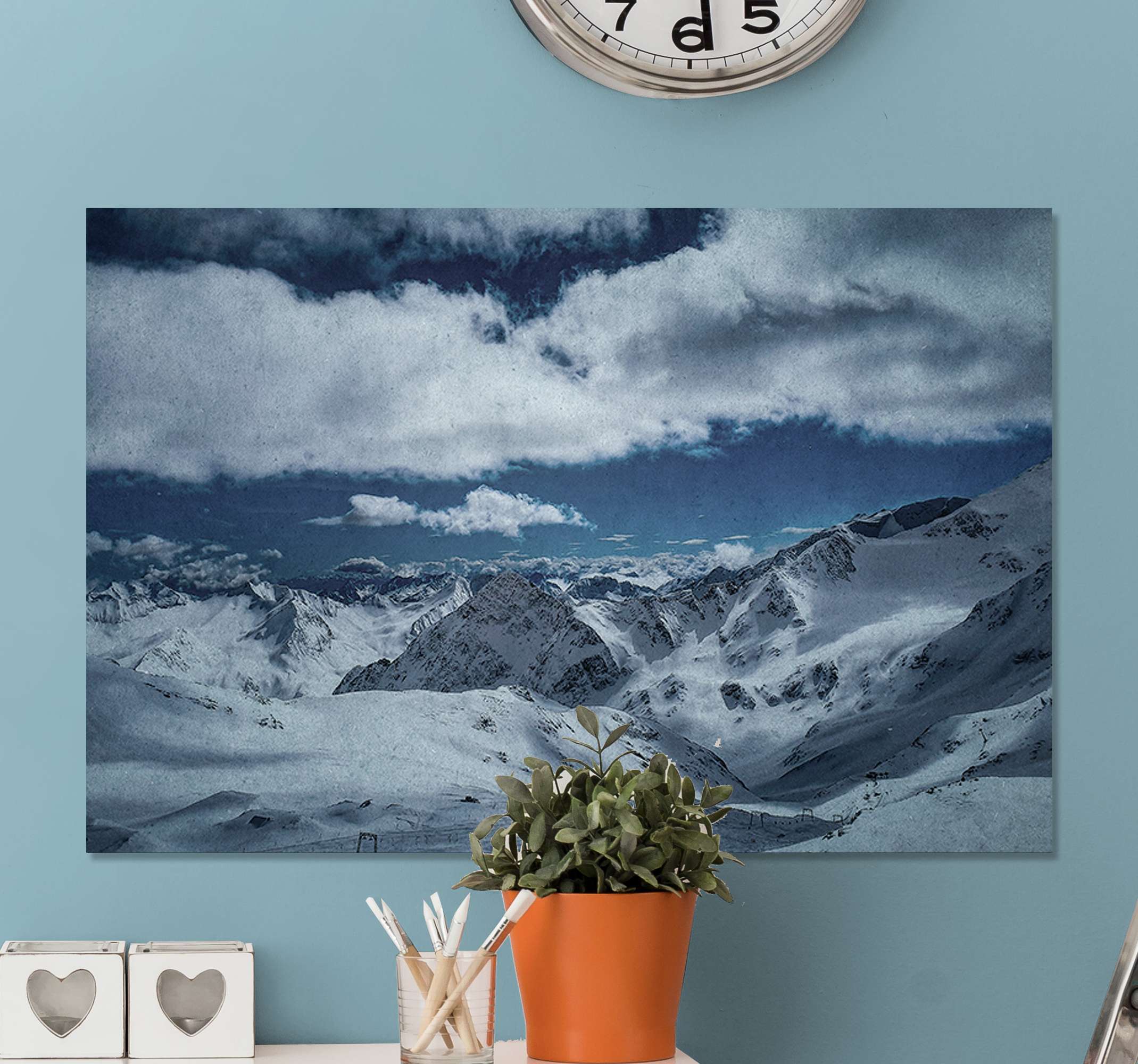 Quadro Com Paisage Fotografia Estética De Neve E Nuvens Tenstickers 