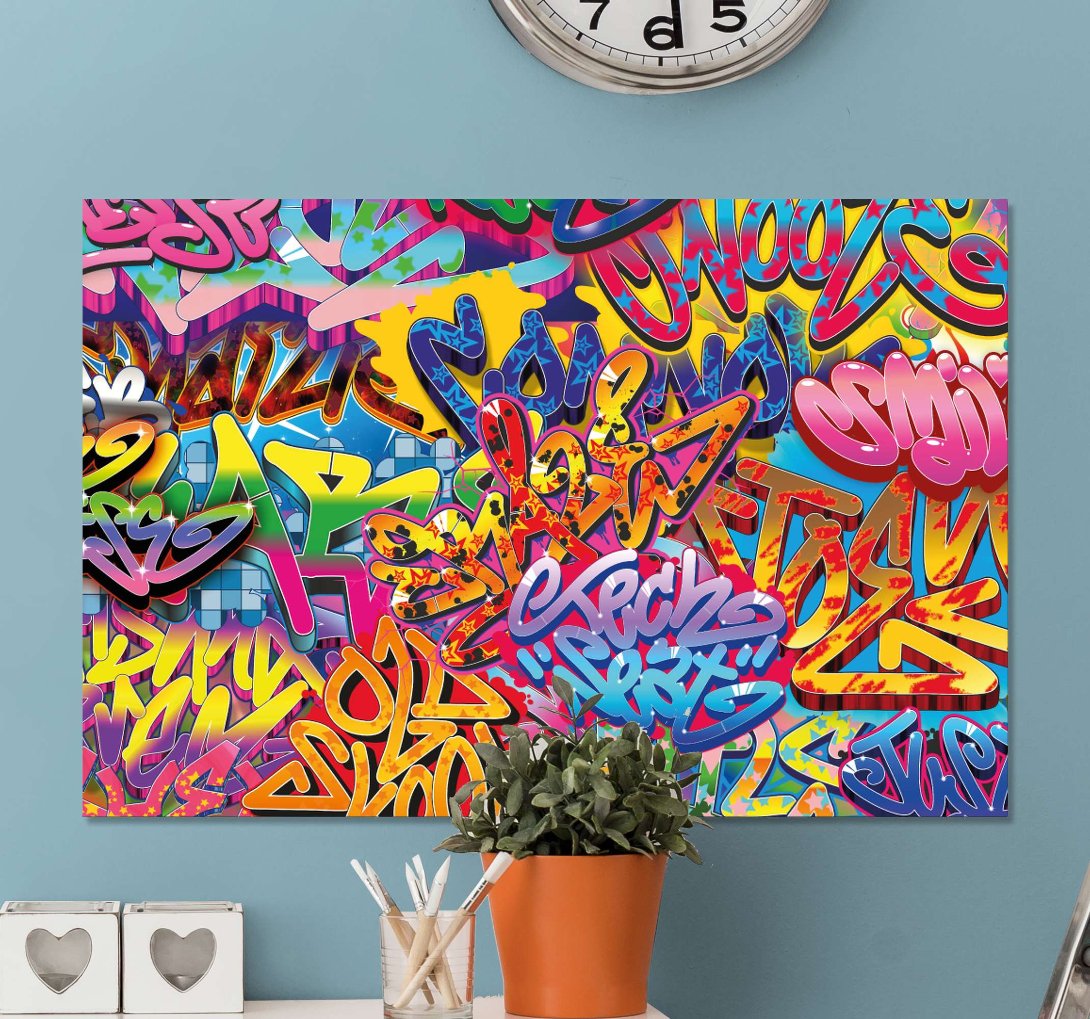 Large Graffiti Wall Art, Colorful Canvas Art Print, Pop Art Canvas Décor,  Vertical Comics Wall Art, Living Room Décor, Office Wall Art -  Sweden