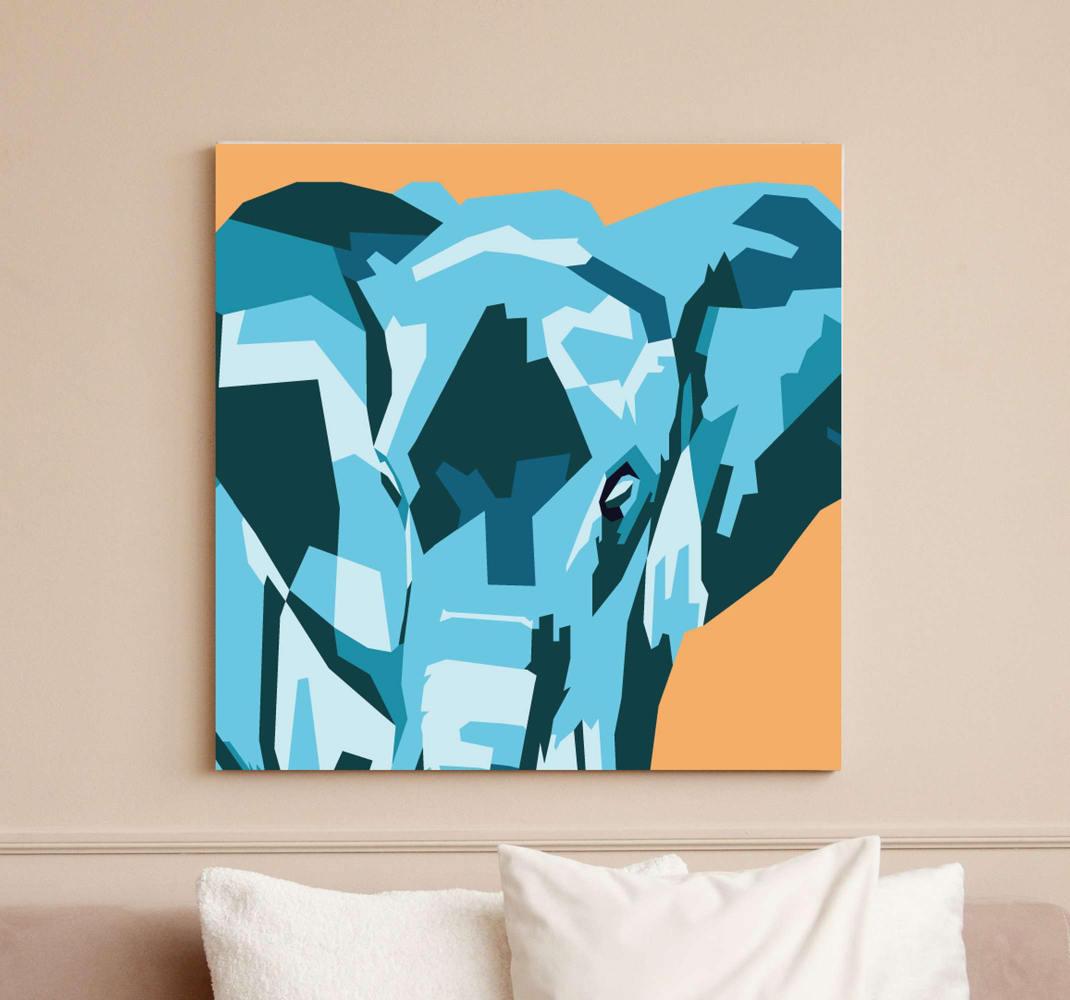 Geometricanimals cute Elephant elephant canvas TenStickers