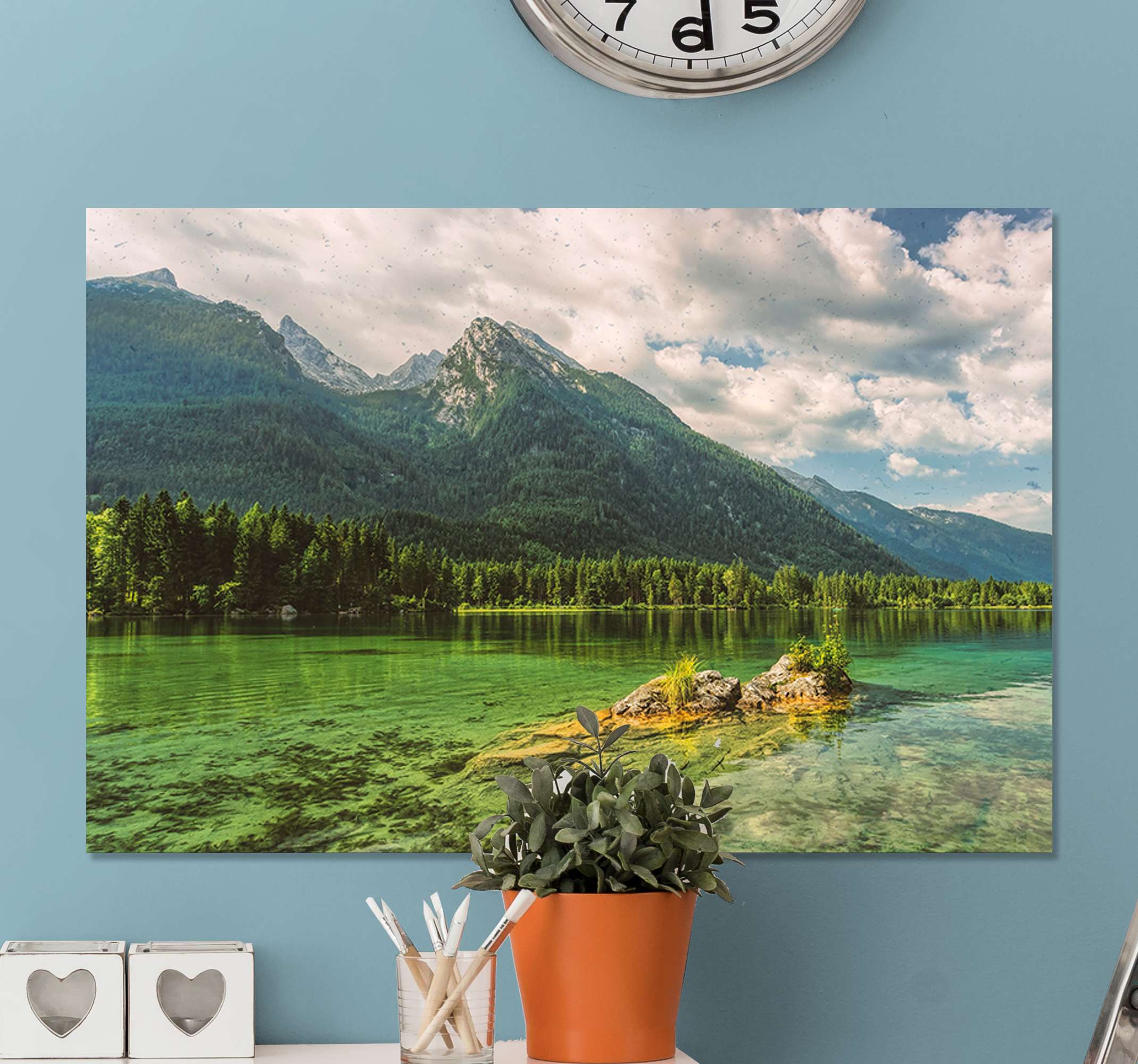 Quadro Com Paisage Montanhas E Nuvens Do Lago Tenstickers 