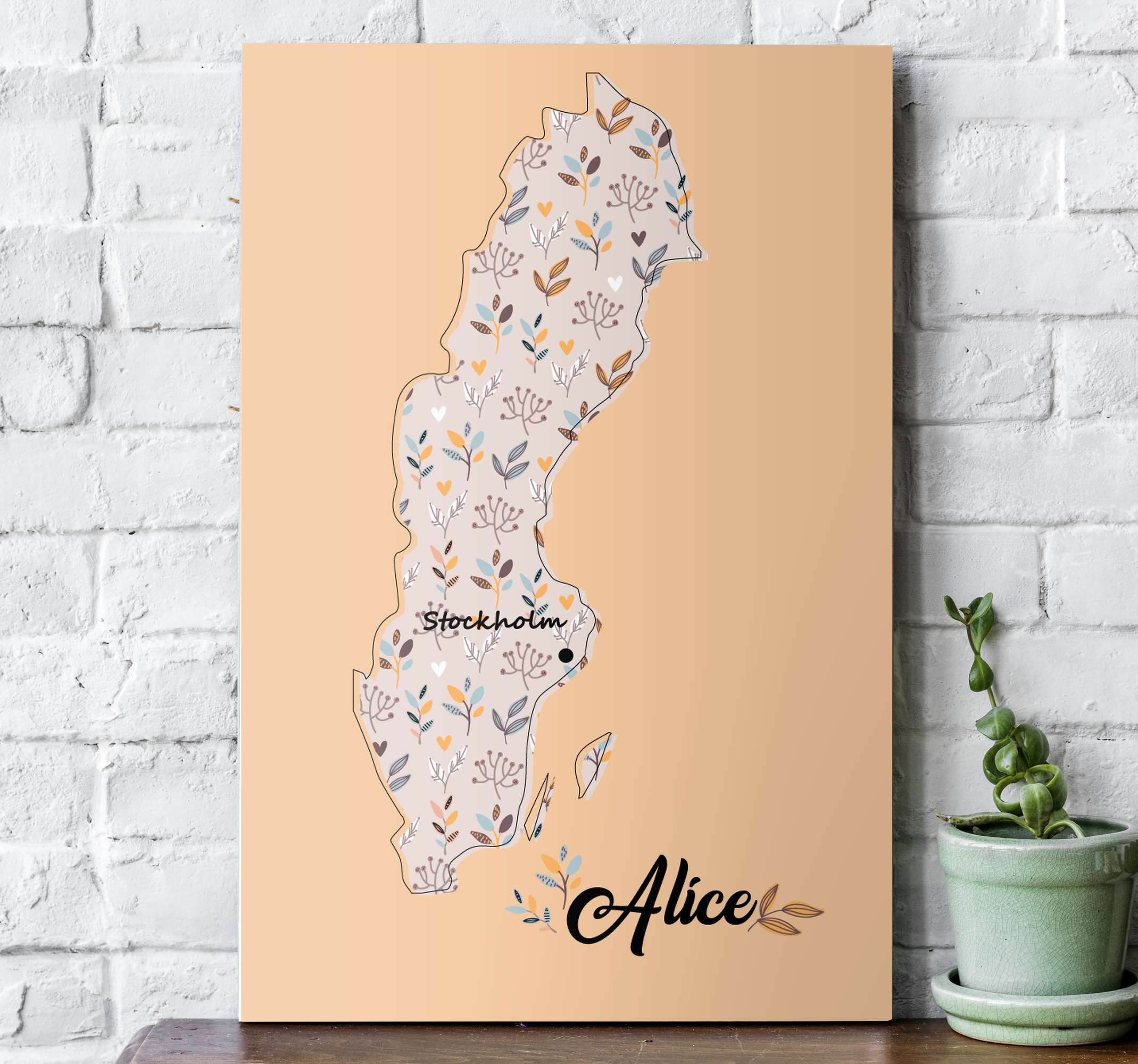 Personlig barnkarta över sverige canvas - Tenstickers