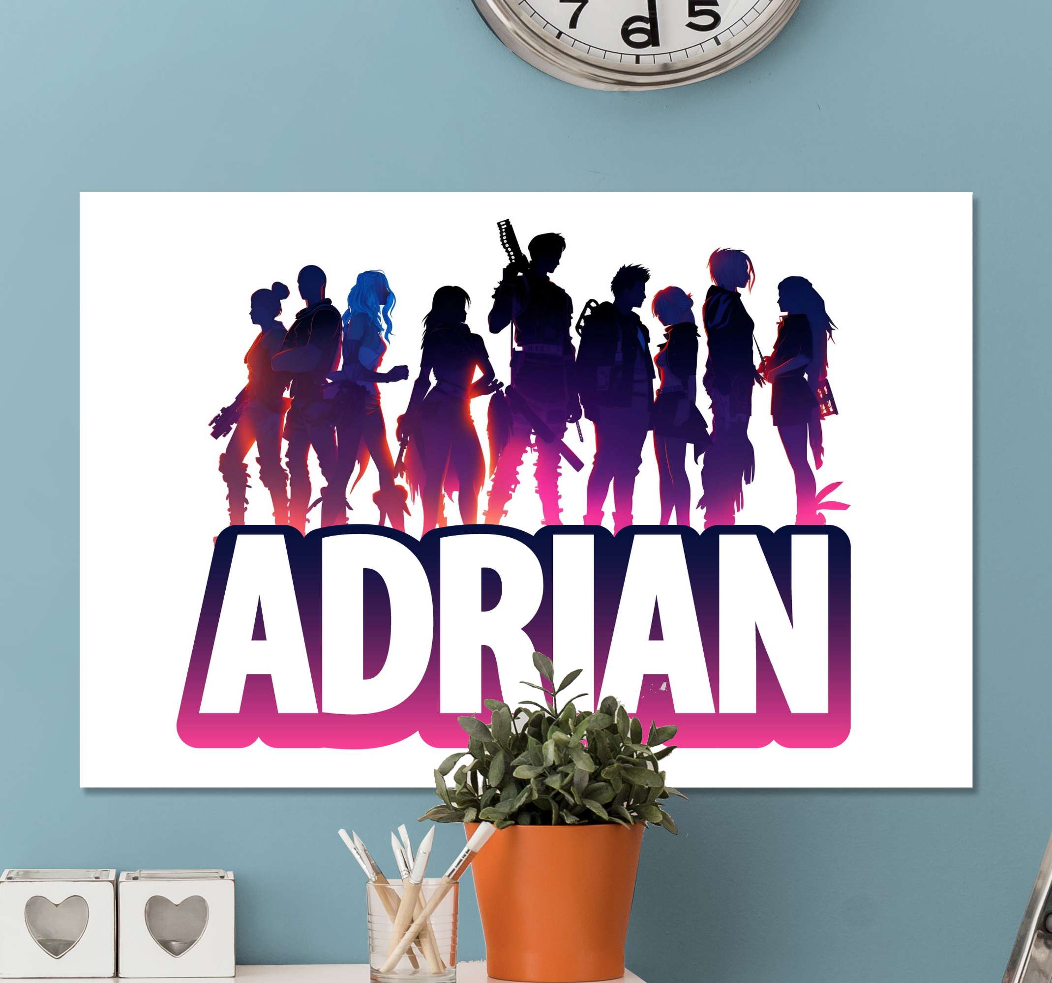 epic characters silhouette video game canvas art TenStickers