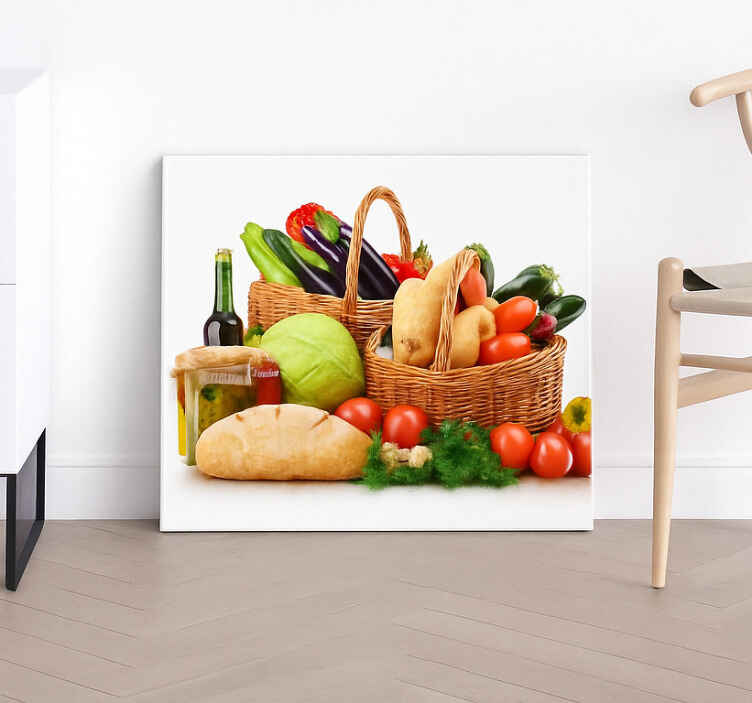 Cuadro para cocina verduras en una cesta - TenVinilo