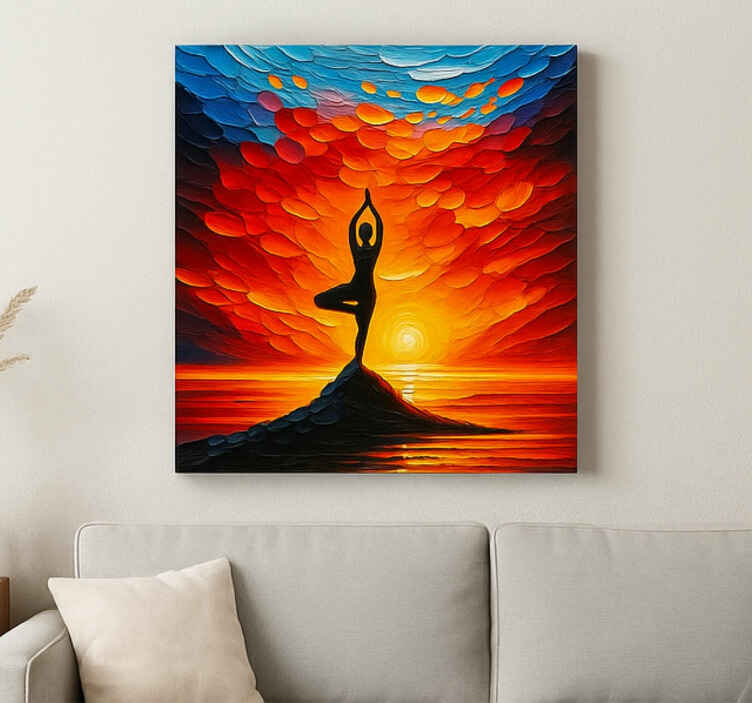Quadri sportivi mosaico yoga con sole - TenStickers