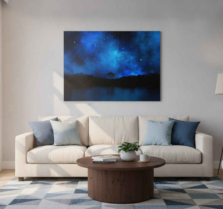 Cuadro azul escena de nebulosa estelar - TenVinilo