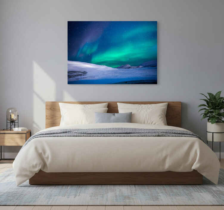 Blue canvas print of aurora borealis - TenStickers