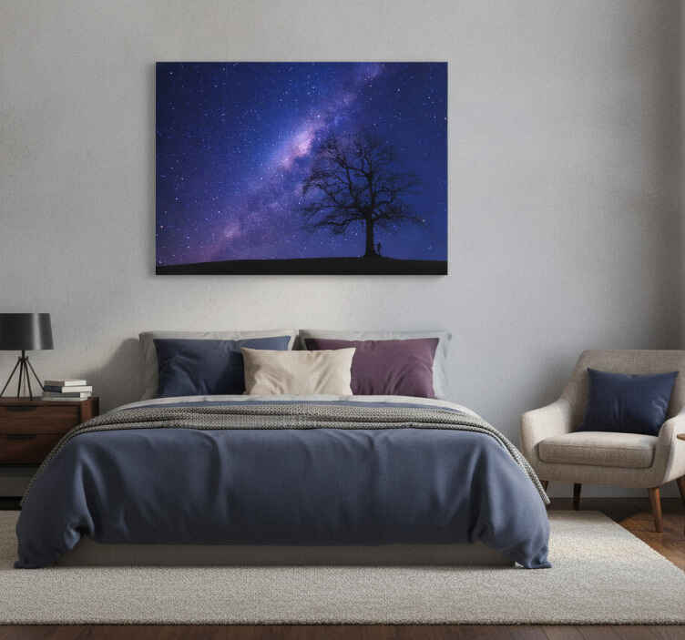 Cuadro azul árbol 3d de noche - TenVinilo
