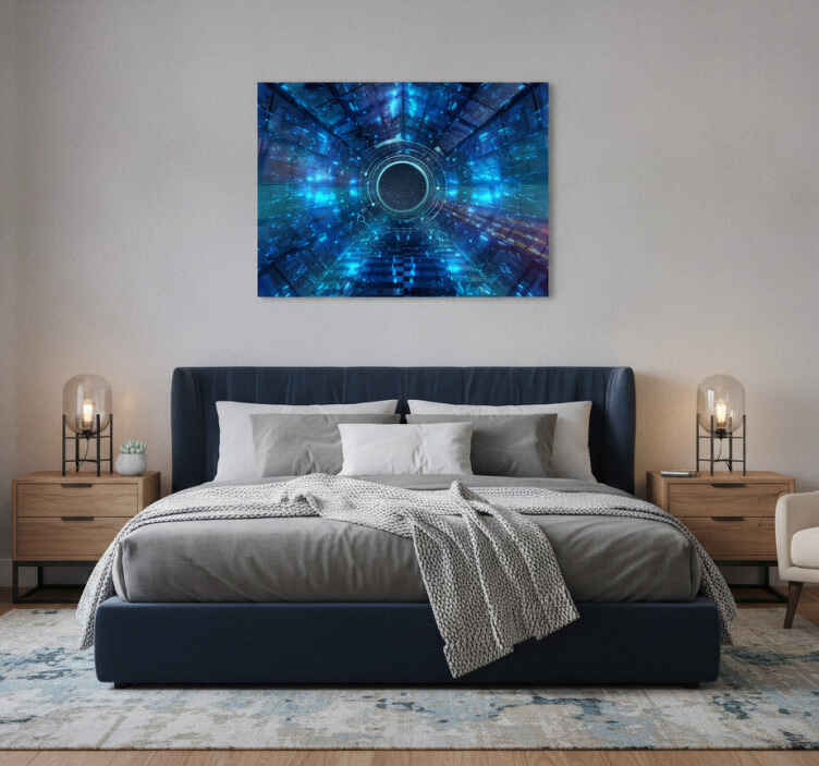 Cuadro azul fondo sci-fi geométrico azul - TenVinilo