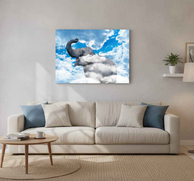 Wandbild elefant im nebel der wolken - TenStickers