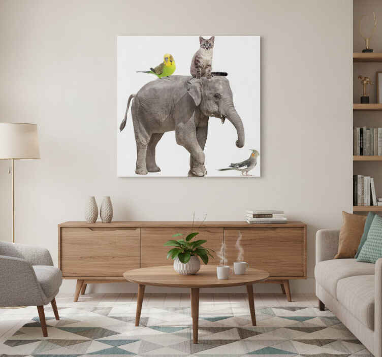 Wandbild elefant und verschiedene tiere - TenStickers