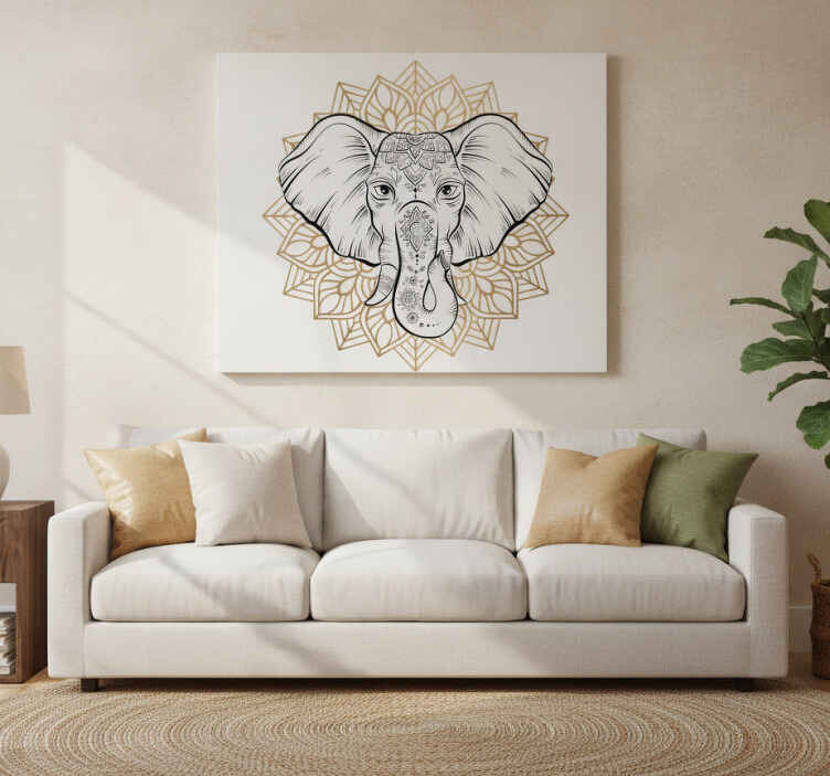 Canvas schilderij olifant mandala olifant - TenStickers