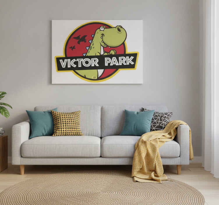 Canvas schilderij dinosaurus aanpasbaar embleem - TenStickers