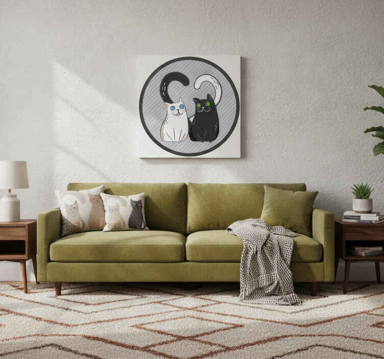 Wandbilder katzen vinylteppich zwei katzen mit bunten augen - TenStickers