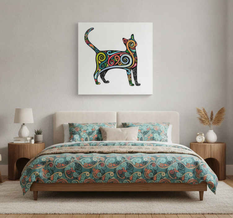 Cuadro de gatos vinilo decorativo de gato decorado - TenVinilo