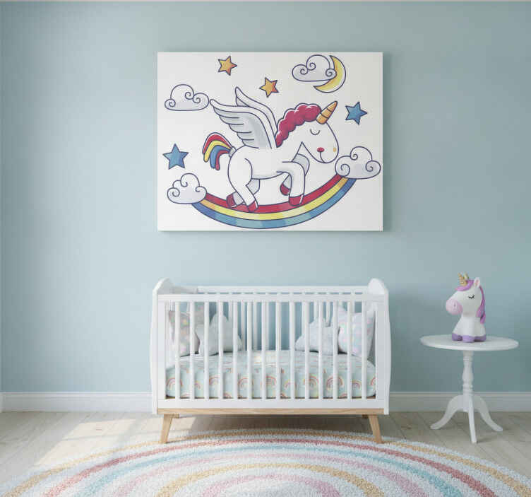 Tableau licorne autocollant mural arc-en-ciel - TenStickers