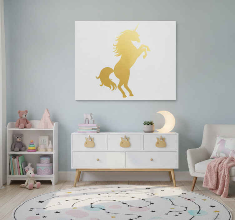 Einhorn wandbild goldenes einhorn - TenStickers