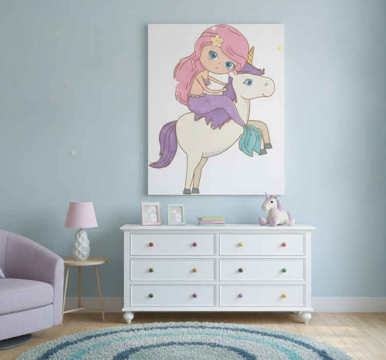 Einhorn wandbild einhorn und meerjungfrau - TenStickers