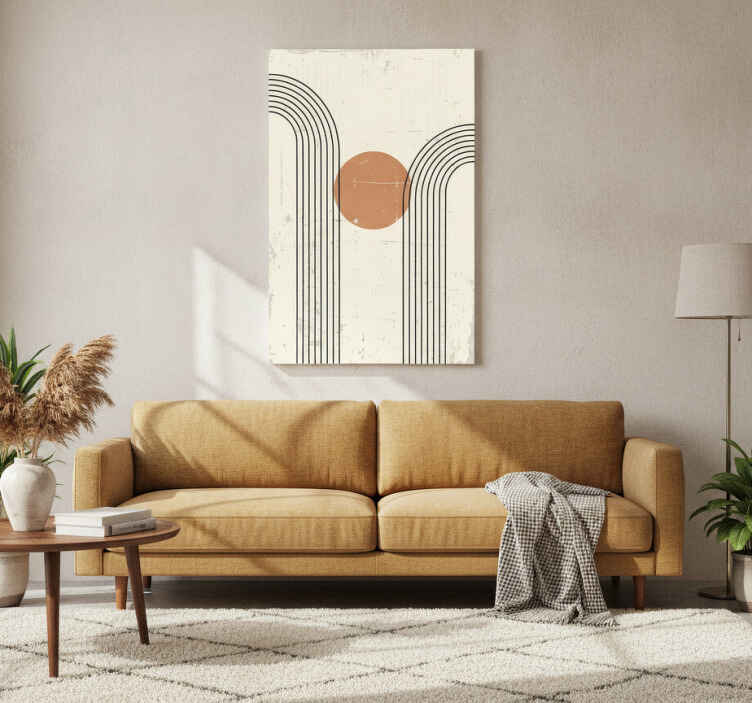 Tableau beige arc abstrait demi-cercle - TenStickers
