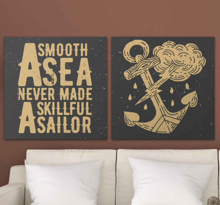 Cuadro marinero con frase y ancla - decoración de habitación