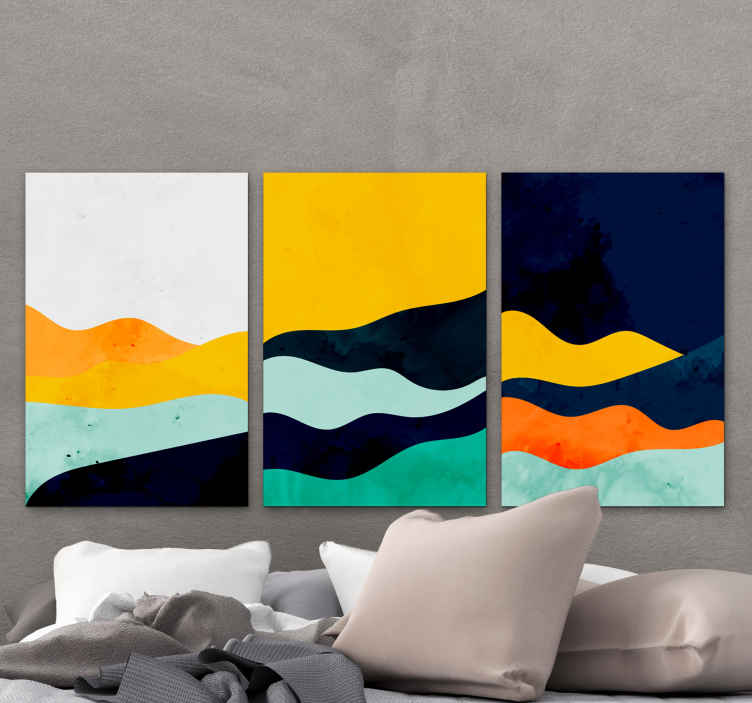 Triptych abstract canvas art prints - TenStickers