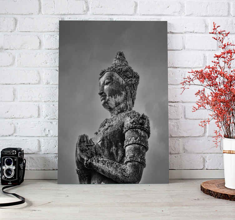 Tableau Portrait de Bouddha Gris Zen