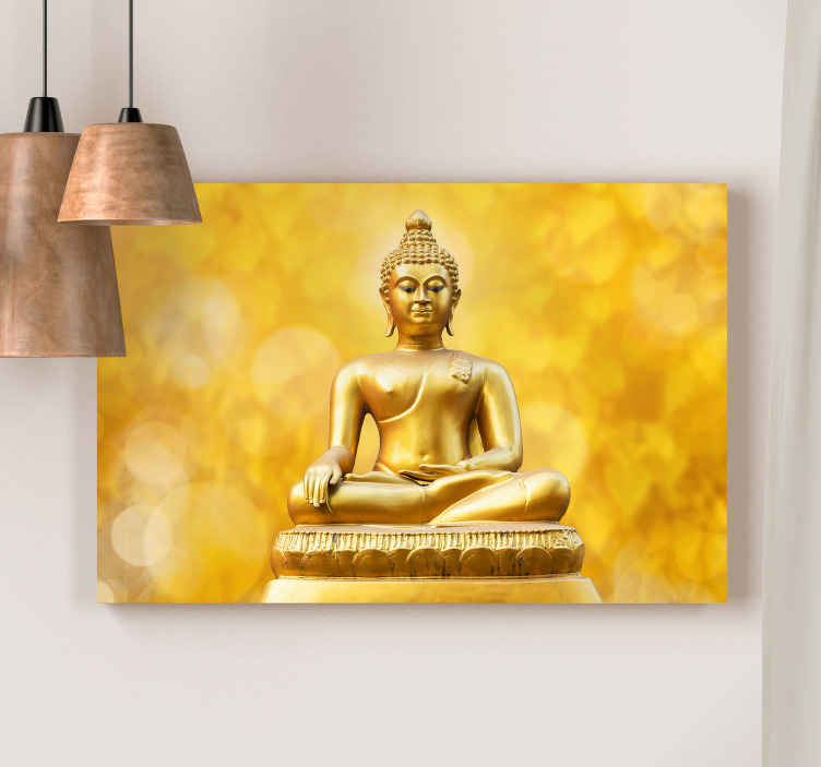 Samenpersen Ga lekker liggen Onweersbui Canvas schilderij gele boeddha - TenStickers