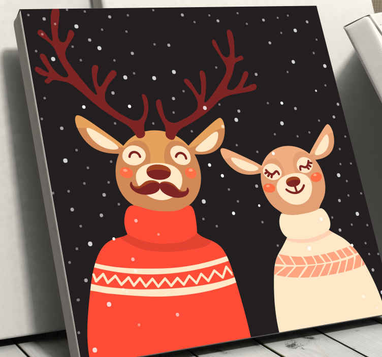 Tableau cerfs couple de rennes festifs - TenStickers