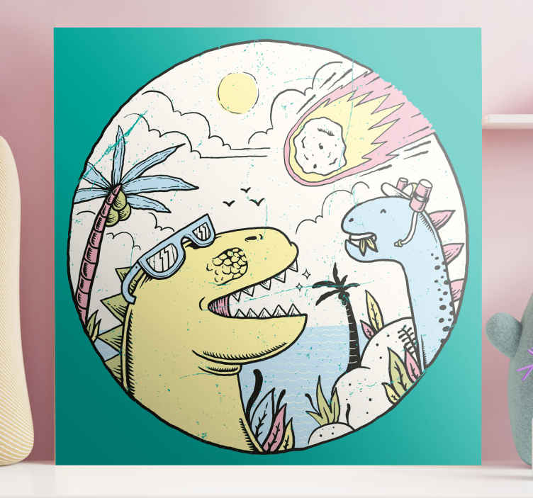 Canvas schilderij dinosaurus avontuurlijke dinosaurussen - TenStickers