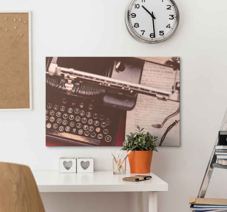 Cuadro retro vintage Teléfono y máquina de escribir - para decorar un