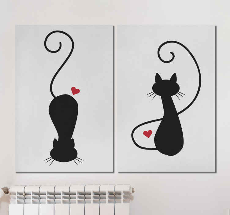 Black and white cats hallway wall art canvas - TenStickers