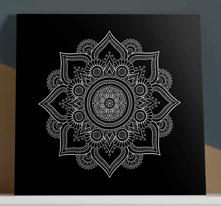 Mandala Black Iconic Framed Canvas Photo Wall Art Picture Home Decor 