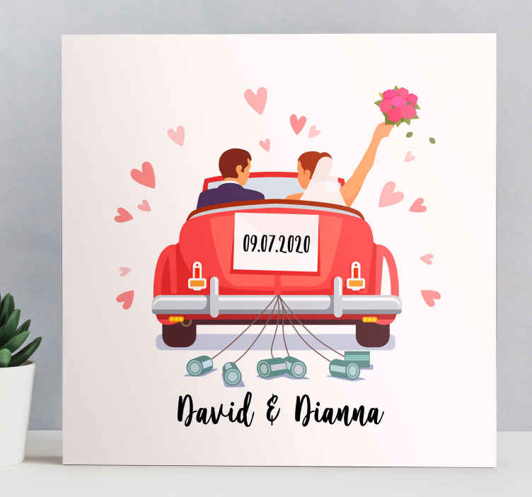 „coche boda“ personalizuojama vestuvių drobė - „Tenstickers“